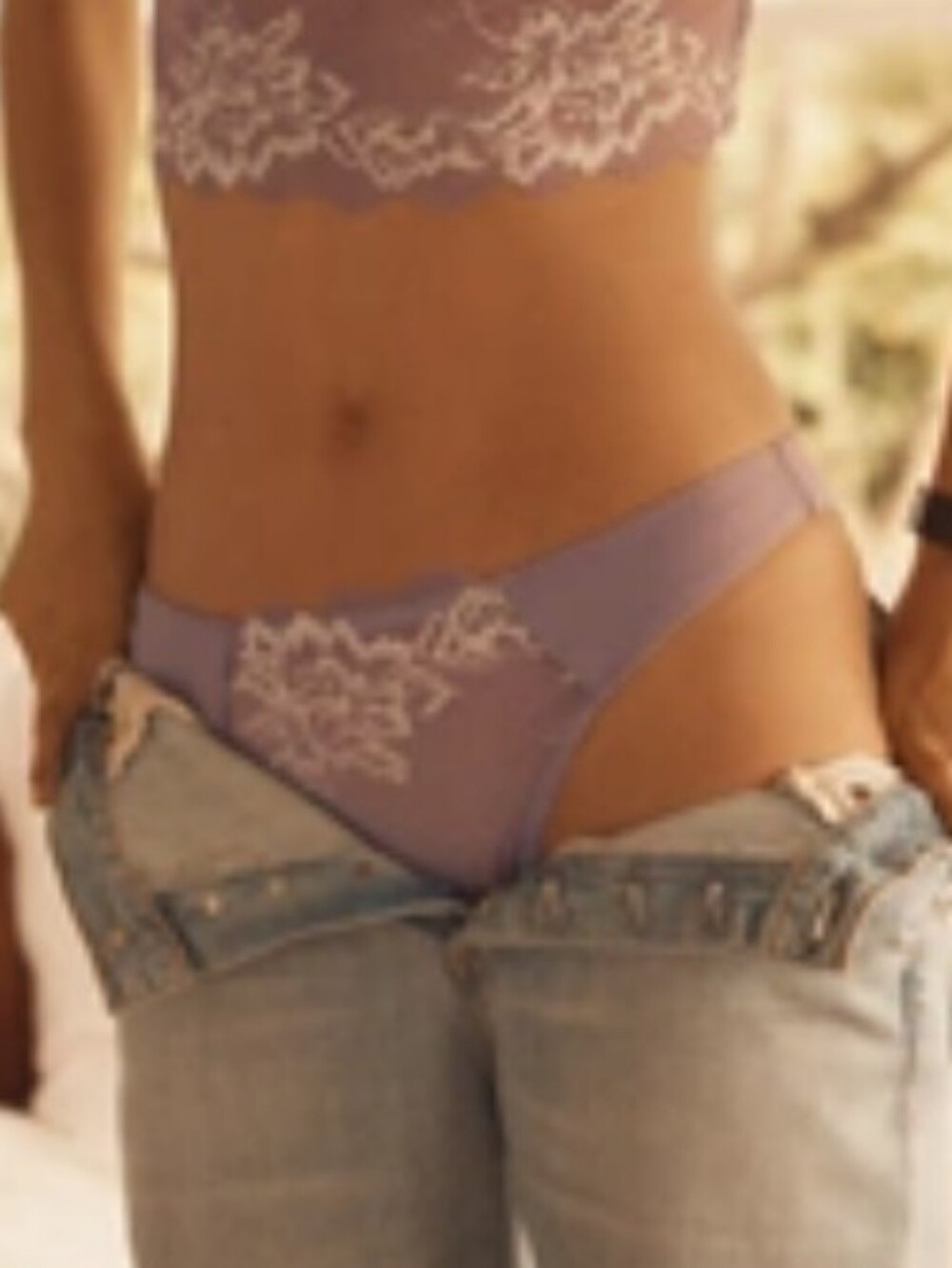 NWT Anthropologie Lavender Lace-Front Satin Bikini